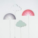 Kinder Wandlampe Regenbogen Holz grau - Jollein Personalisiert mit Namen